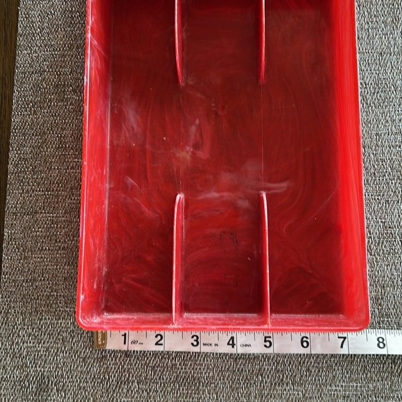 Vintage Drawer Organizer MCM Marbled Swirl Red Plastic Divided Tray Kampa USA - Picture 8 of 9